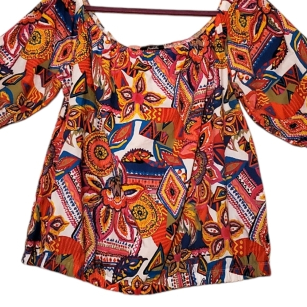 Arabella Bright Floral Tunic Top Shirt Women Size 3X Plus Size Pre-owned - Picture 3 of 12